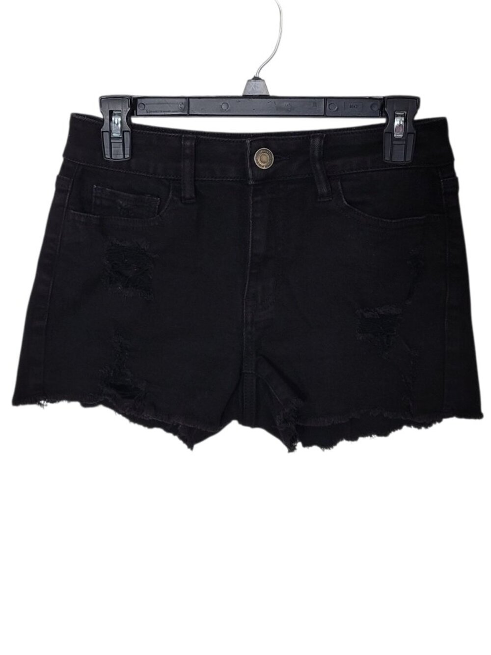 SO Juniors High Rise Shortie Shorts Black Distressed Cut Off Size 5 Baddie Y2K
